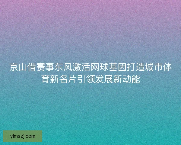 京山借赛事东风激活网球基因打造城市体育新名片引领发展新动能