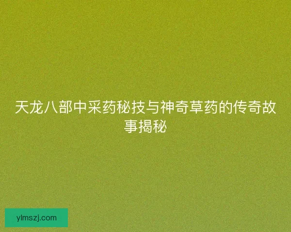 天龙八部中采药秘技与神奇草药的传奇故事揭秘