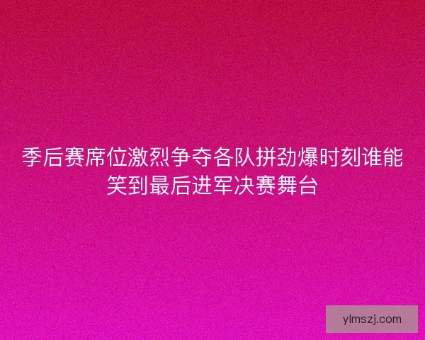 季后赛席位激烈争夺各队拼劲爆时刻谁能笑到最后进军决赛舞台
