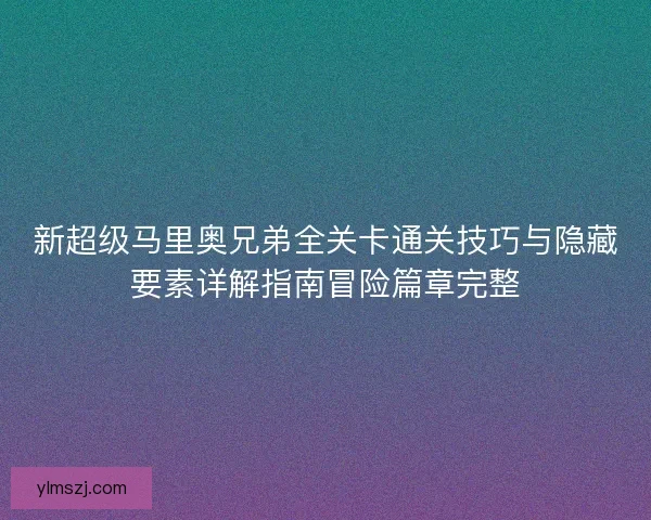 新超级马里奥兄弟全关卡通关技巧与隐藏要素详解指南冒险篇章完整